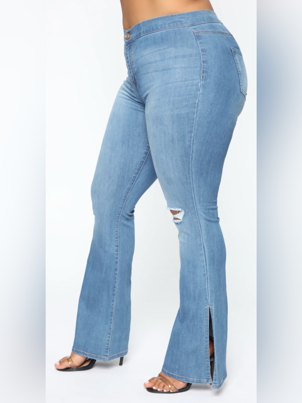 Fashion Nova Junk In The Trunk Light Wash Distressed Flare Jean Plus Size 22 NWT - Picture 5 of 16